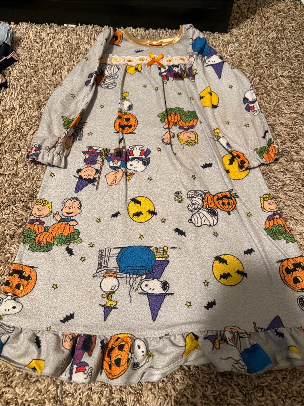 Peanuts Grey Halloween Nightgown Dress with Orange & Yellow